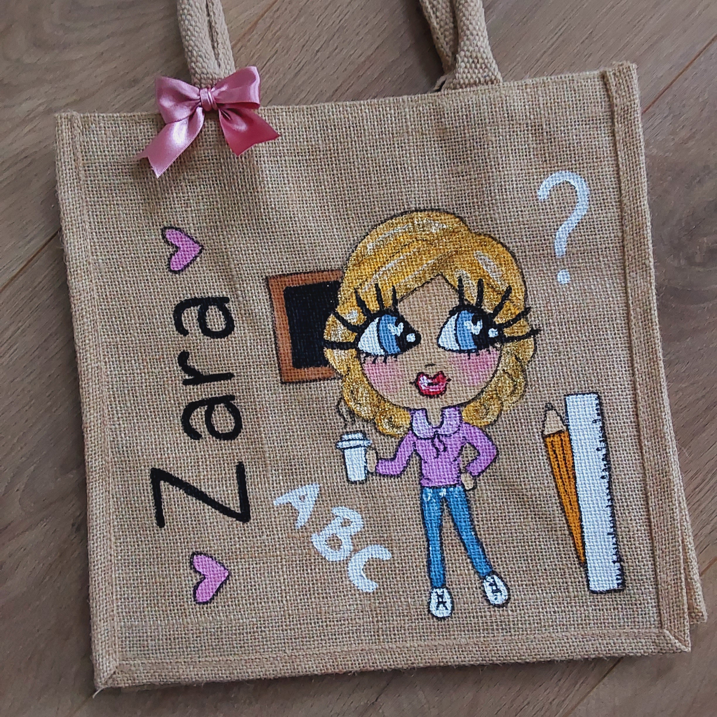 Hand painted personalised jute bags sale